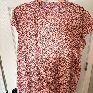NWT Maurices Red and White Floral Blouse